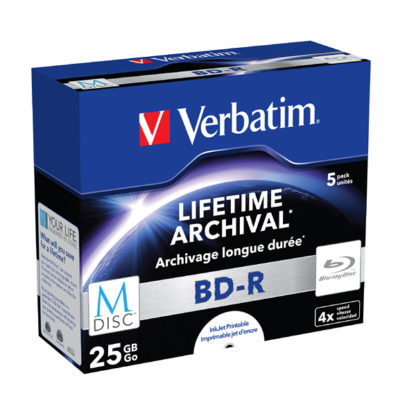 Verbatim M-Disc Lifetime Archival BD-R 25GB 4x Full Face Printable Jewel Case 10mm - 43823