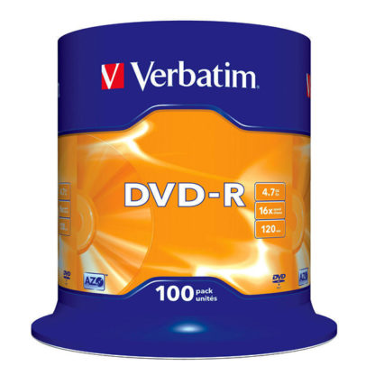 Verbatim DVD-R 4.7GB 16x Silver Mat Cakebox 100 - 43549