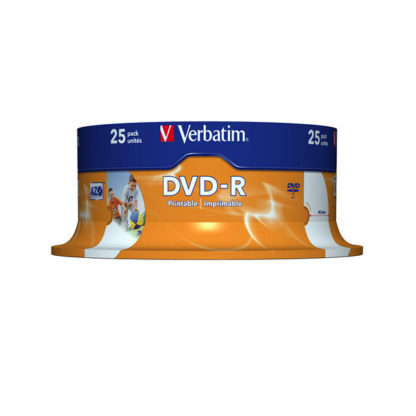 Verbatim DVD-R 4.7GB 16x Full Face Printable Cakebox 25 - 43538