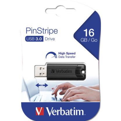 Verbatim PinStripe USB 3.0 Drive 16GB | Black - 49316