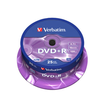 Verbatim DVD+R 4.7GB 16x Silver Mat Cakebox 25 - 43500