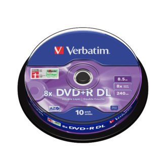 Verbatim DVD+R DL 8.5GB 8x Silver Mat Cakebox 10 - 43666