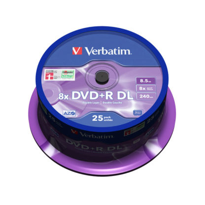 Verbatim DVD+R DL 8.5GB 8x Silver Mat Cakebox 25 - 43757