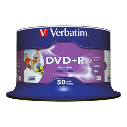 Verbatim DVD+R 4.7GB 16x Full Face Printable Cakebox 50 - 43512