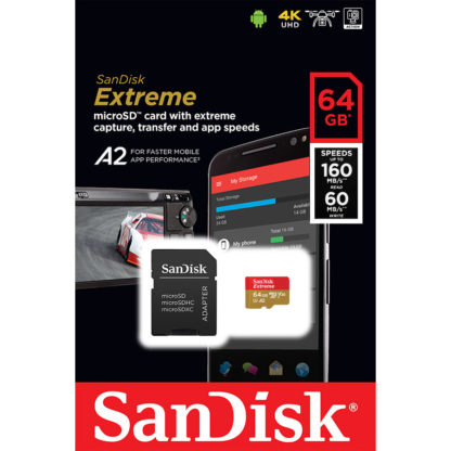 SanDisk Extreme microSDXC with adapter 64GB V30 A2 | SDSQXA2-064G-GN6MA