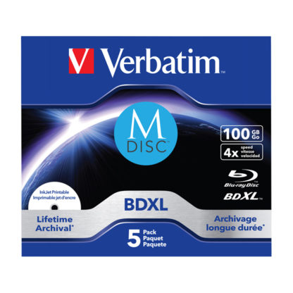 Verbatim M-Disc Lifetime Archival BDXL 100GB 4x Full Face Printable Jewel Case 10mm - 43834
