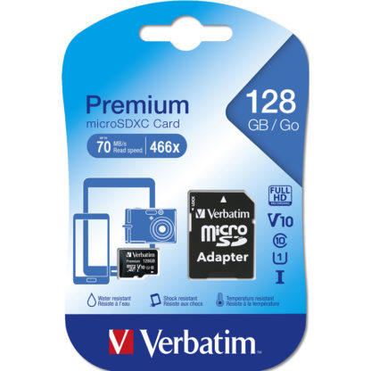 Verbatim Premium microSDXC with adapter 128GB Class 10/UHS-I - 44085