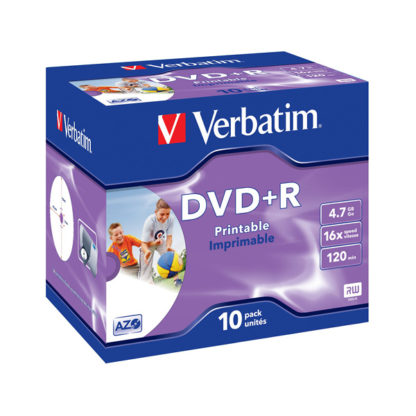 Verbatim DVD+R 4.7GB 16x Full Face Printable Jewel Case 10mm – 43508