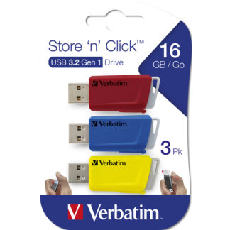 Verbatim Store’n’Click USB 3.0 Drive 16GB | Blue/Red/Yellow - 49306