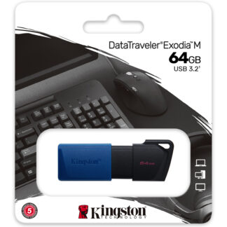 Kingston DataTraveler Exodia M USB 3.2 Drive 64GB | Black/Blue - DTXM/64GB