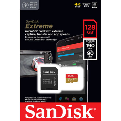 SanDisk Extreme microSDXC with adapter 128GB V30 A2 | SDSQXAA-128G-GN6MA