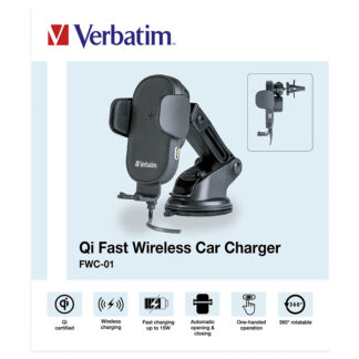 Verbatim Qi Fast Wireless Car Charger με Αυτόματα Ρυθμιζόμενα Άγκιστρα FWC-01 | 49552