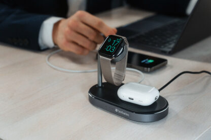 Verbatim Aluminium 3-σε-1 Qi MFi Wireless + Apple Watch + QC 3.0 Ασύρματος Φορτιστής 44W WCS-02 | 49556