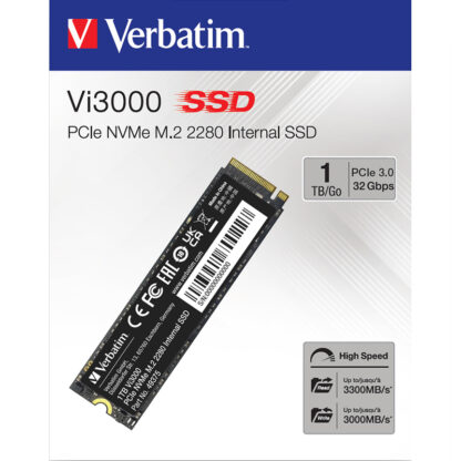 Verbatim Vi3000 PCIe 3.0 NVMe M.2 Εσωτερικός Σκληρός Δίσκος SSD 1TB | 49375