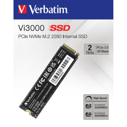 Verbatim Vi3000 PCIe 3.0 NVMe M.2 Εσωτερικός Σκληρός Δίσκος SSD 2TB | 49376