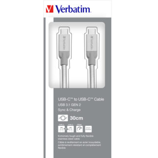 Verbatim USB-C σε USB-C Καλώδιο Sync & Charge 30cm Ασημένιο | 48867